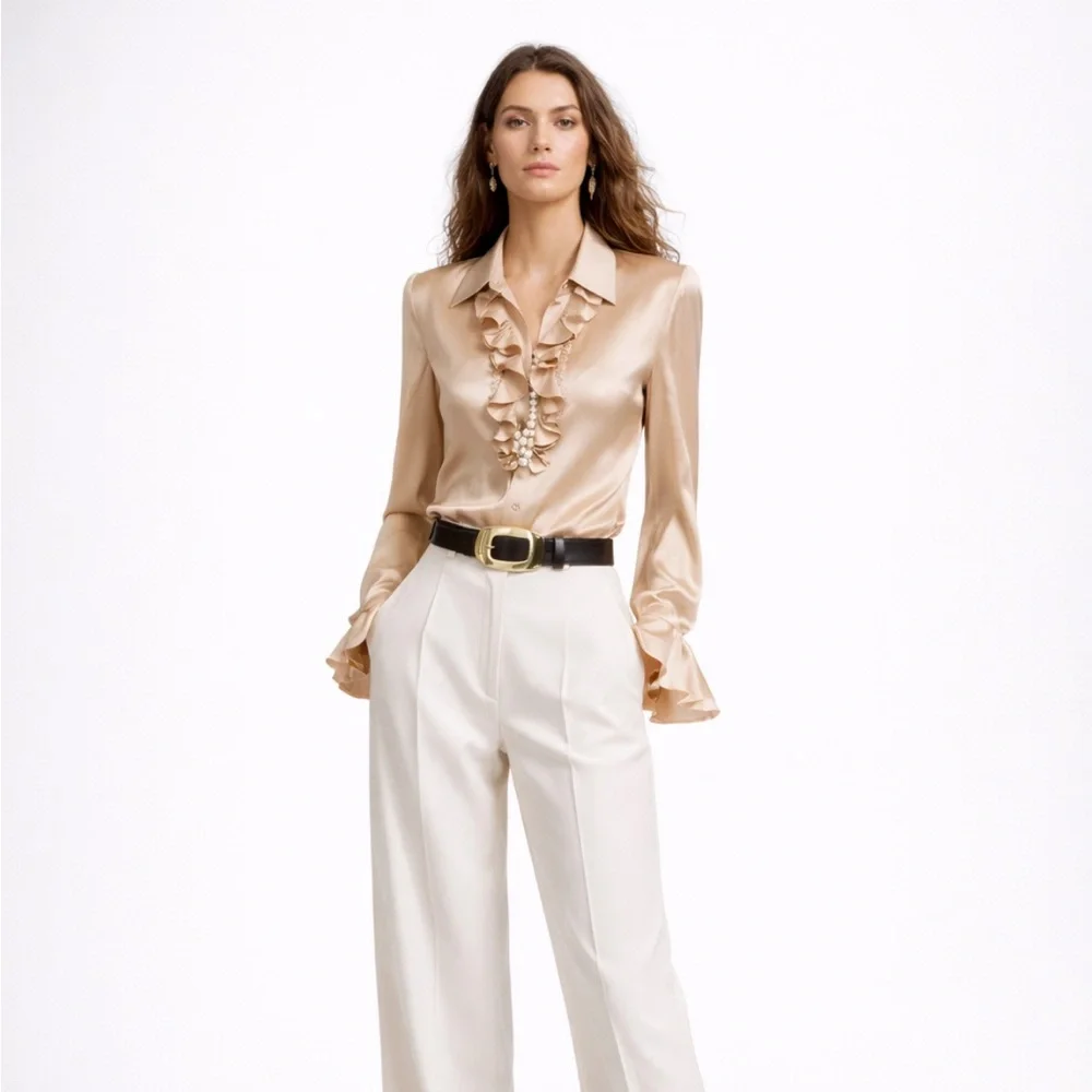 Gucci Brown Leather Belt with Gold Buckle